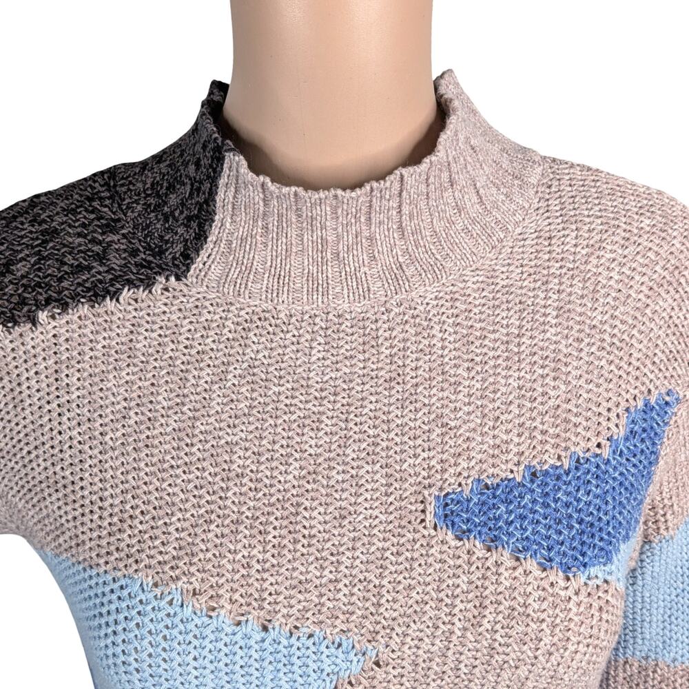 Nic + Zoe Winter Waves Mock Neck Sweater XS Earthy Abstract Knit Pullover EUC - Picture 8 of 13